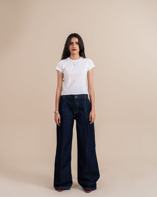 Raw Pleated Wide Leg