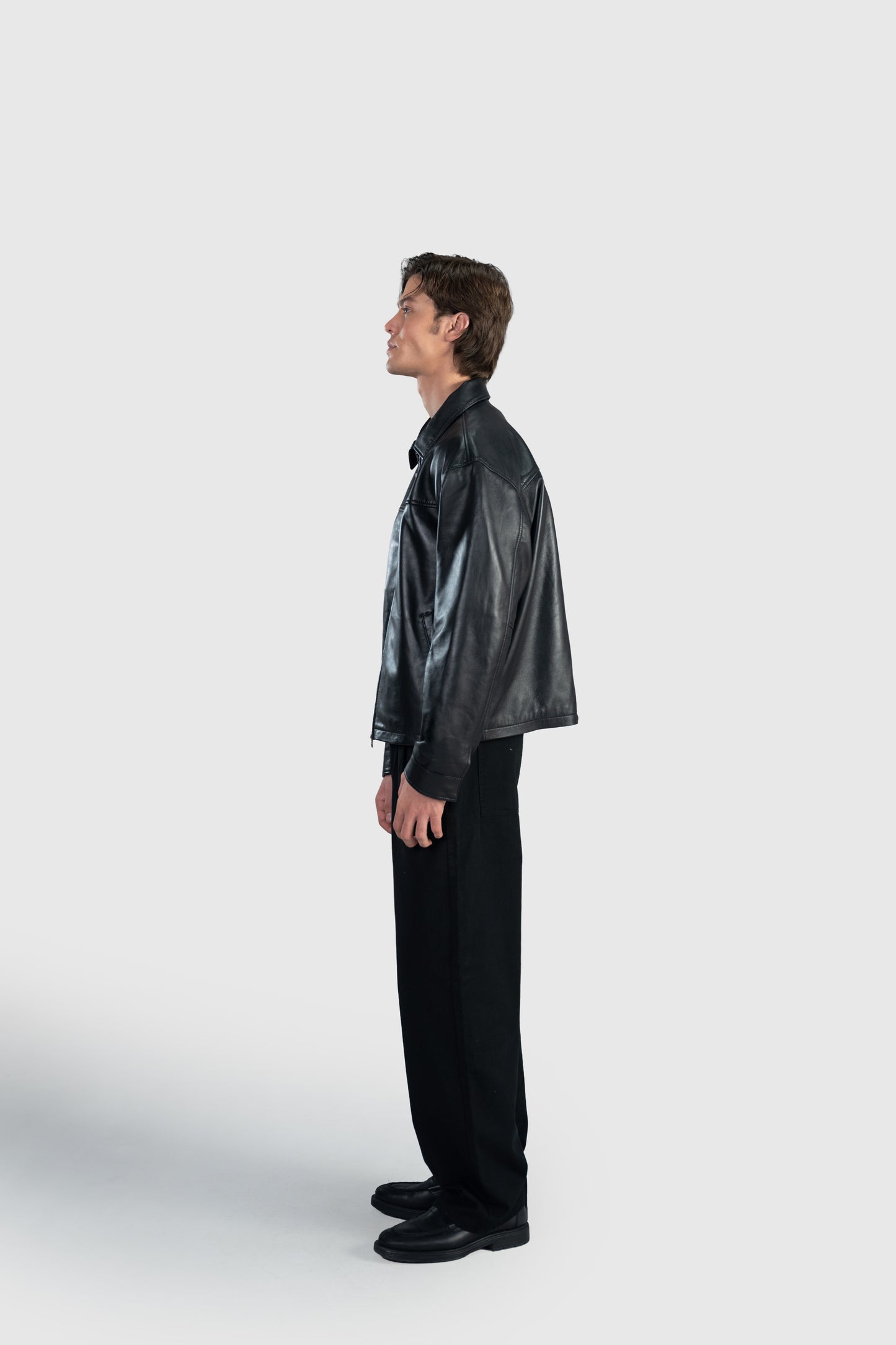 Black Pleated Wide Straight Leg