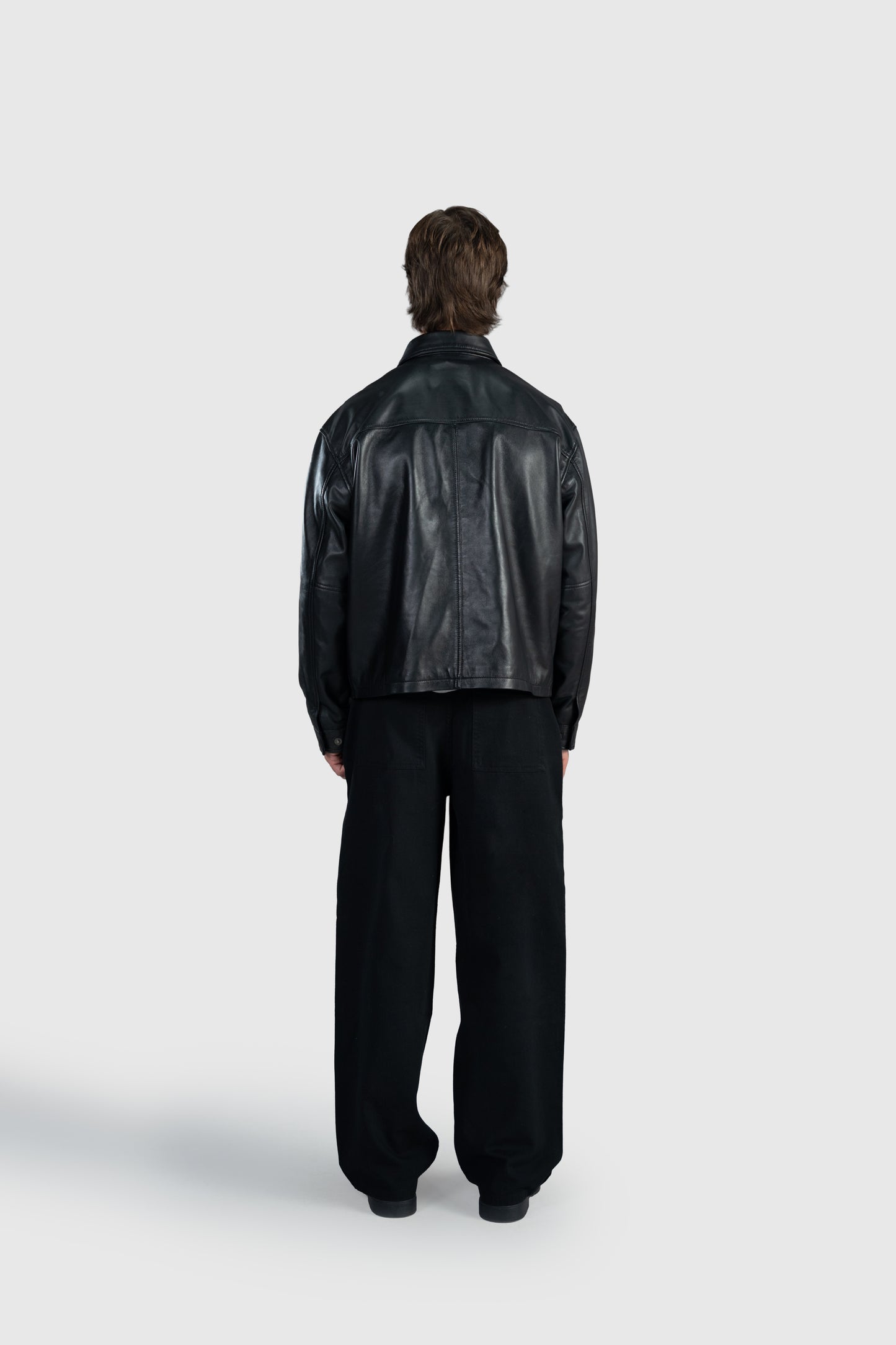 Black Pleated Wide Straight Leg