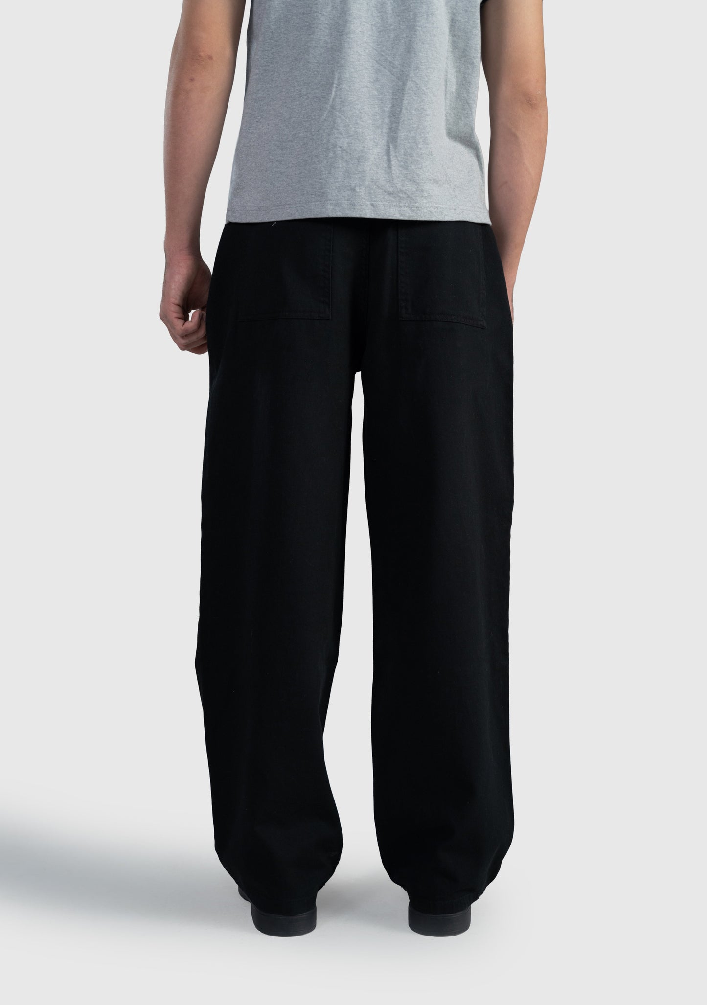 Black Pleated Wide Straight Leg