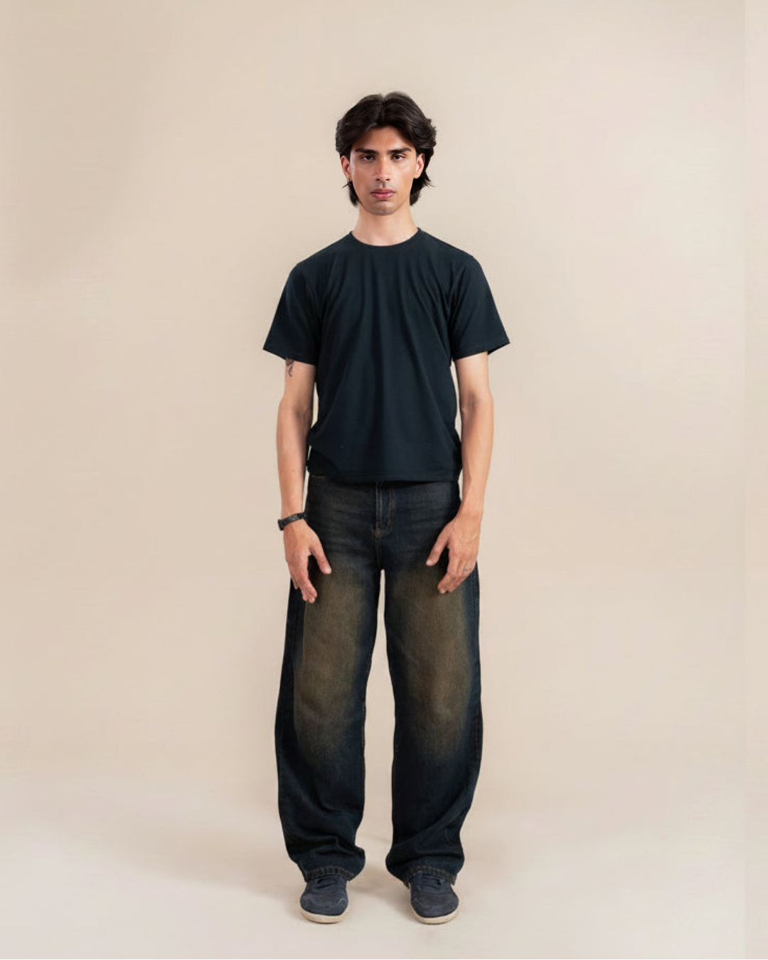 Dirty Dark Blue Wide Leg
