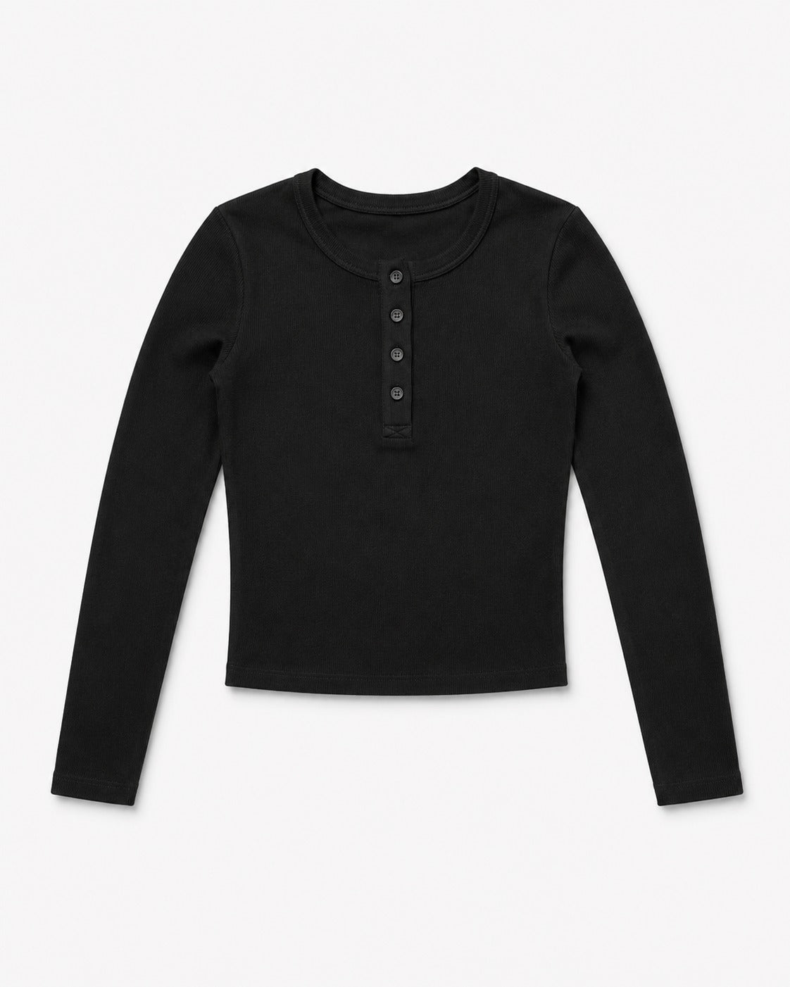 Black Lightweight Full Sleeve Henley – Women